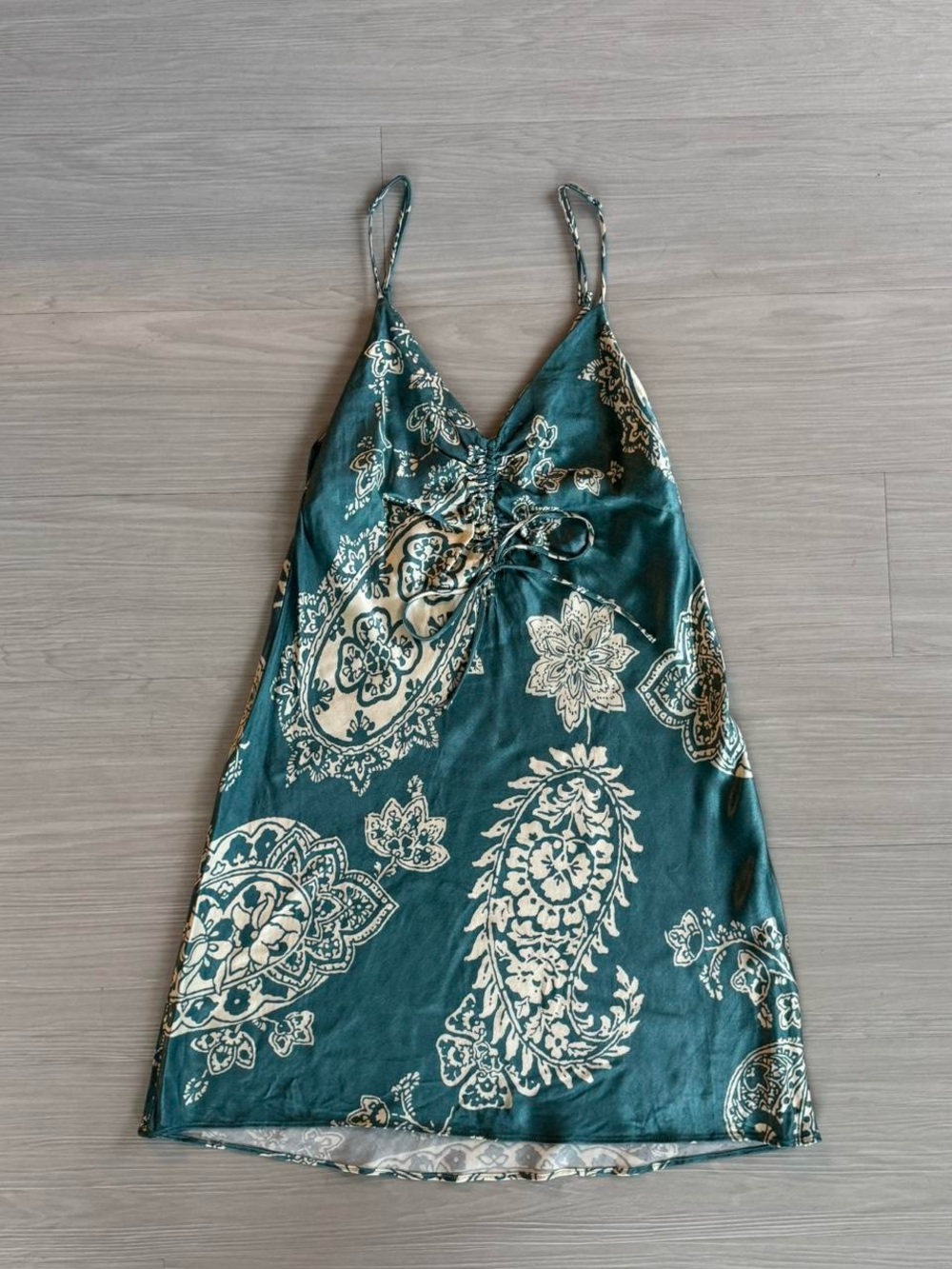 Women's Teal Paisley Slip Dress